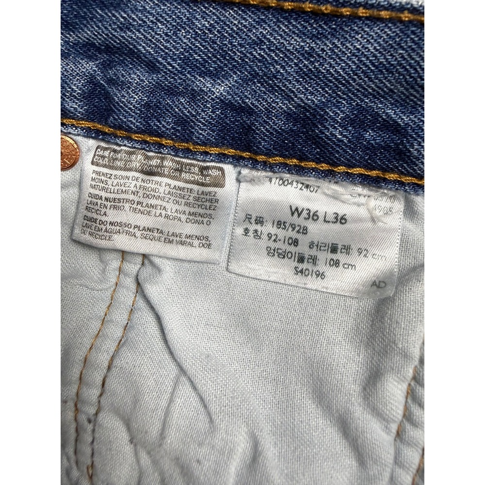 Levis 501 Original Fit Straight Leg Button Fly Blue Denim Jeans Mens 36x36 - Picture 9 of 12